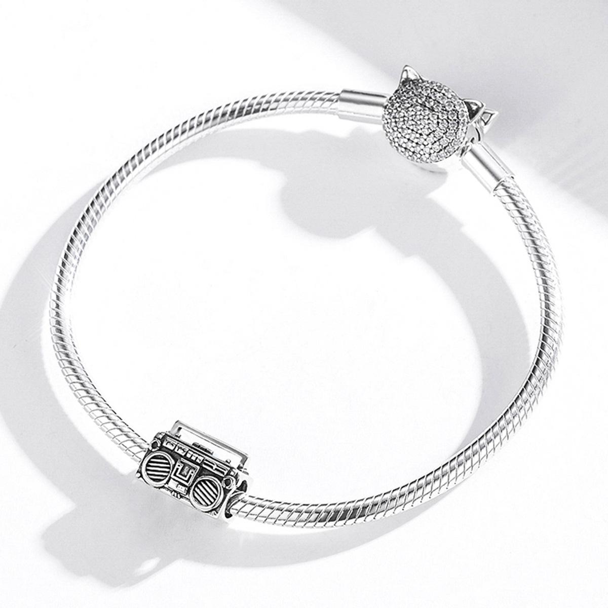925 Sterling Silver Vintage Radio Bead Bracelet / Necklace Accessory