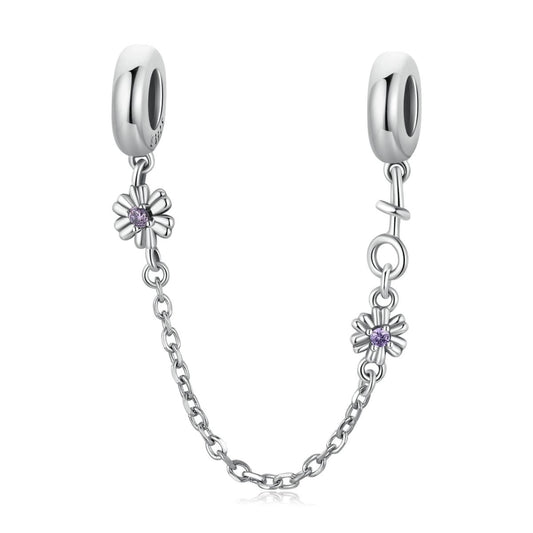 925 Sterling Silver Flower Safety Chain For Diy Bracelets & Necklaces