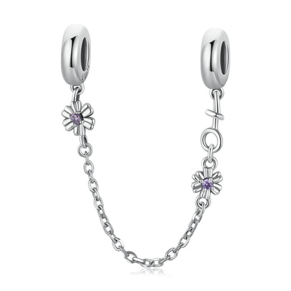 925 Sterling Silver Flower Safety Chain For Diy Bracelets & Necklaces