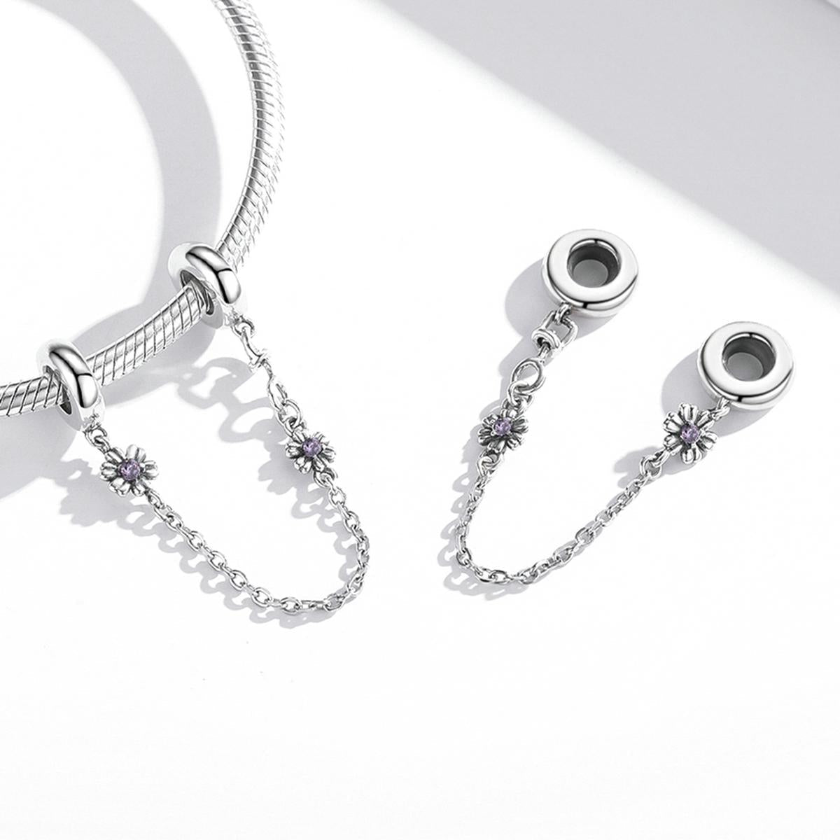 925 Sterling Silver Flower Safety Chain For Diy Bracelets & Necklaces