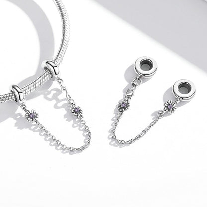 925 Sterling Silver Flower Safety Chain For Diy Bracelets & Necklaces