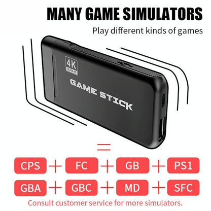 64Gb 4K Retro Game Stick + 2 Wireless Gamepads & 10 000+ Pre-Installed Games