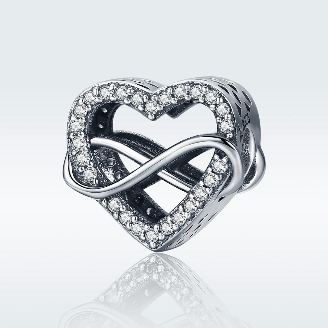925 Sterling Silver Heart Diamond Beads For Diy Bracelets
