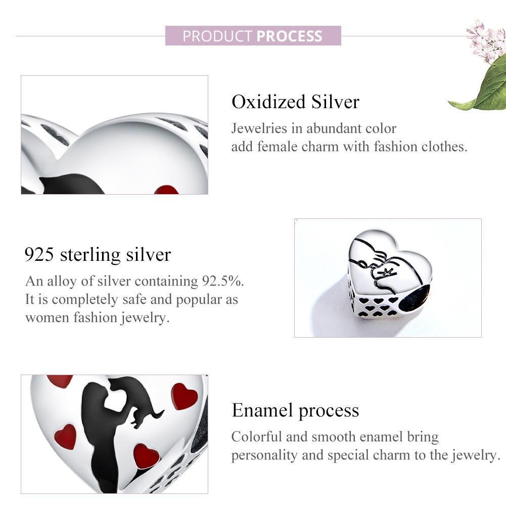 925 Sterling Silver Love Heart Pendant For Diy Bracelets