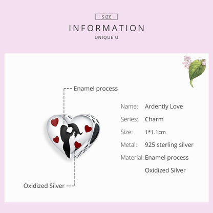 925 Sterling Silver Love Heart Pendant For Diy Bracelets