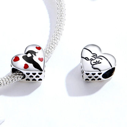 925 Sterling Silver Love Heart Pendant For Diy Bracelets