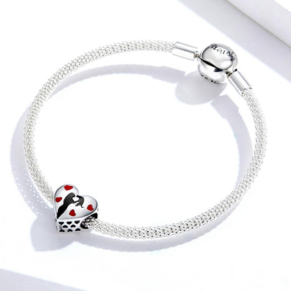 925 Sterling Silver Love Heart Pendant For Diy Bracelets