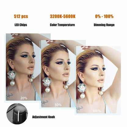 18 Two-colour Dimmable Ring Fill Light with Tripod 55w 100-240v