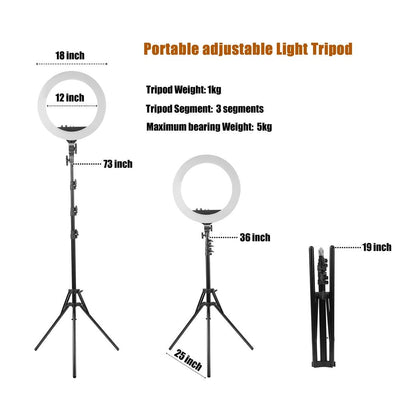 18 Two-colour Dimmable Ring Fill Light with Tripod 55w 100-240v