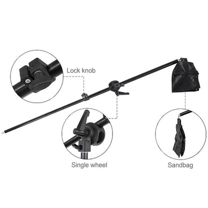 Single Light Softbox Set With Tripod And Arm Jib For Studio Flash