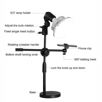 Desktop Photography Stand Kit with Mushroom Fill Light - 80W 120Mm