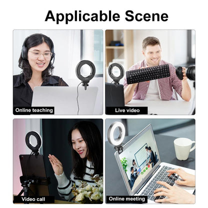 48leds Laptop Camera Beauty Ring Light - Clip Set 4-inch - Clip With Tripod