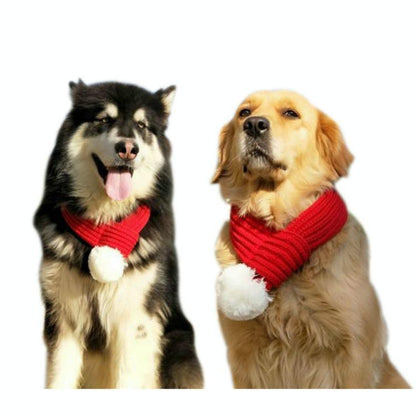 Pet Christmas Wool Scarf Medium & Large Dog Saliva Towel - Size Xs