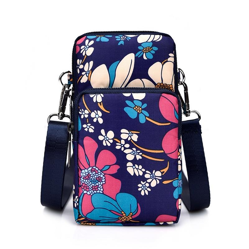Animal Park Mini Crossbody Phone Wallet With Arm Band - Dark Blue Peony