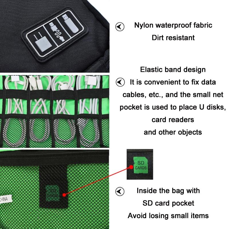 Portable Multifunctional u Disk Storage Bag for Mobile Phone Accessories - Black