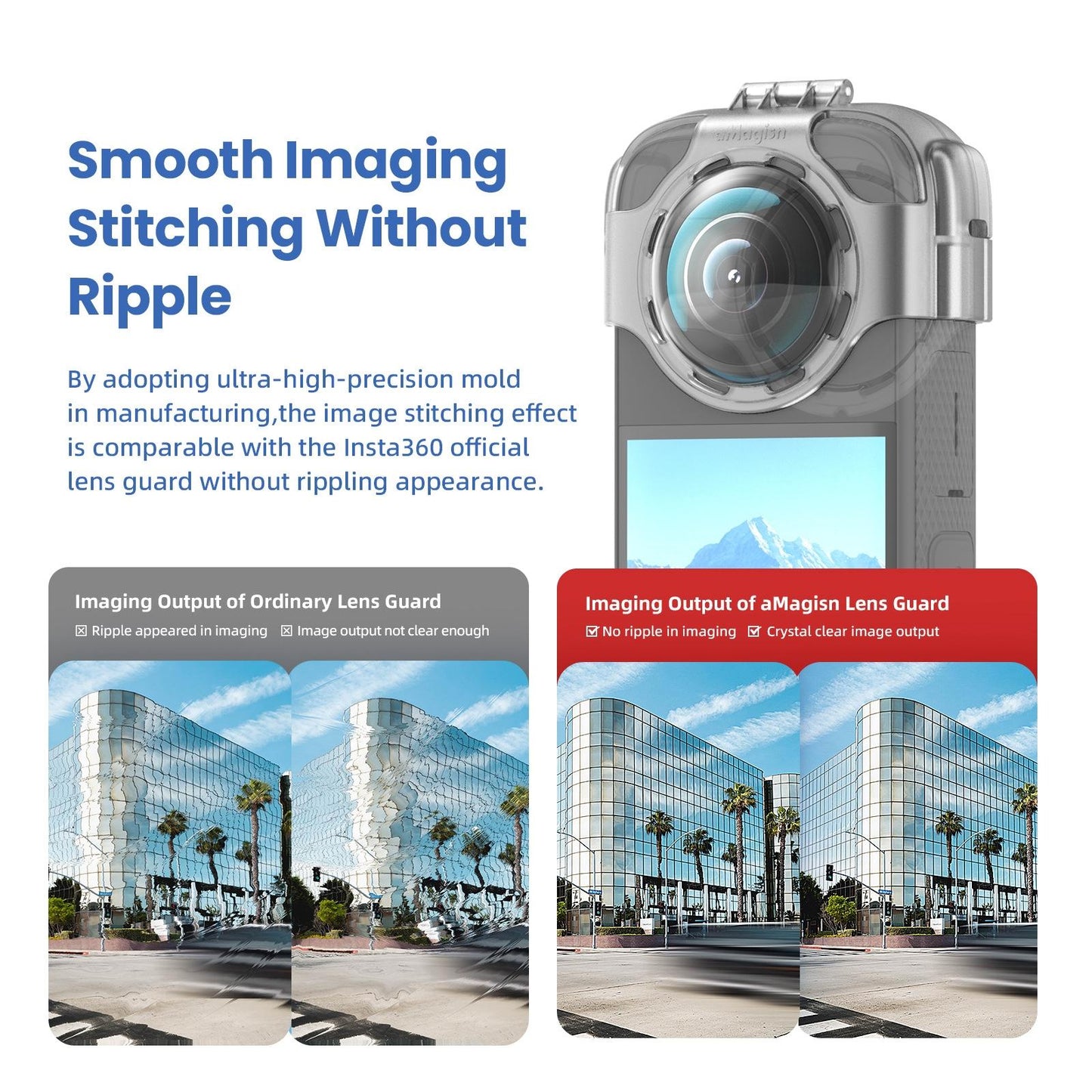 Amagisn Protective Lens Guard for Insta360 X3 Camera - Silicone Case