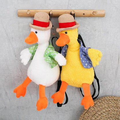 Adorable Cartoon Plush Shoulder Bag Duck White Green - Puppy Brown
