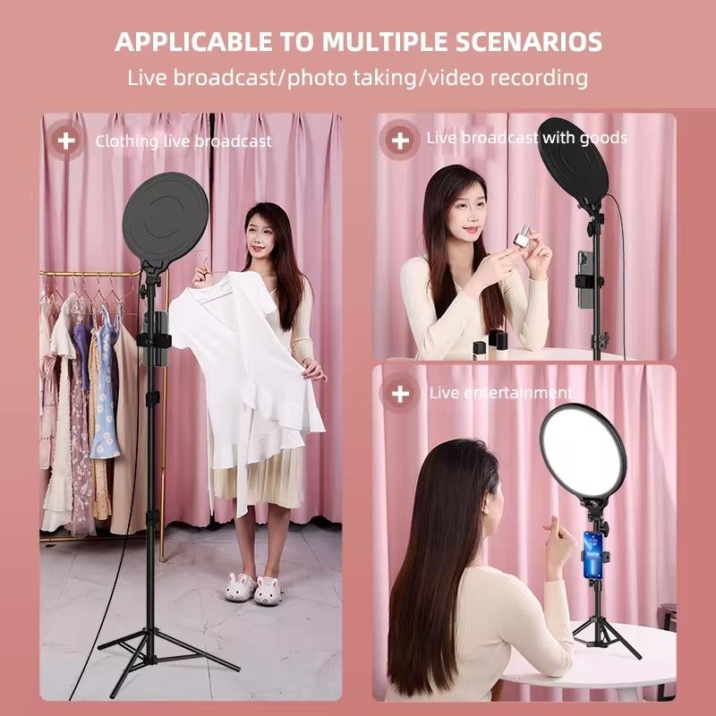 Full-screen Selfie Ring Light Tripod Set for Live Stream - 210cm Height - 55Cm Bracket With Remote Control