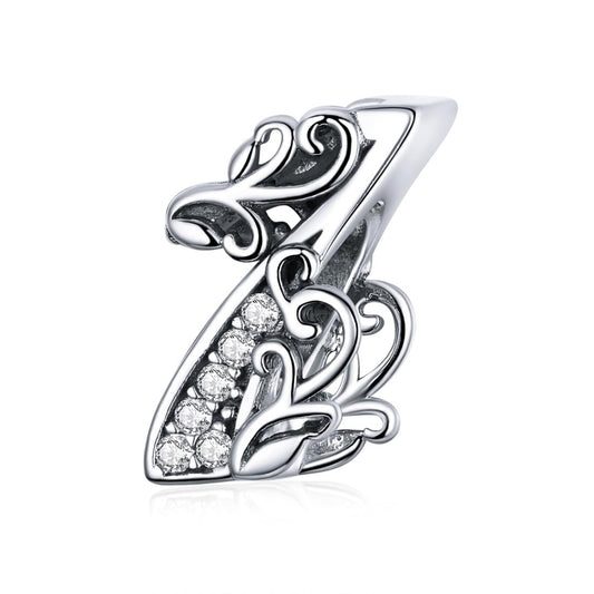925 Sterling Silver Relief Number Series 0 9 Beads For Diy Bracelets & Necklaces Style - 1