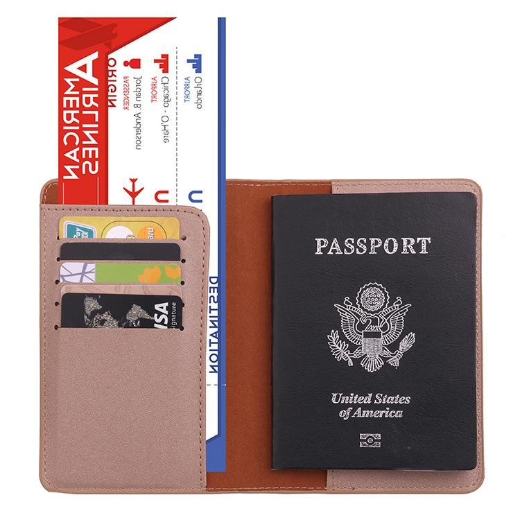 Khaki Frosted Pu Multi Card Passport Holder For Travel Abroad