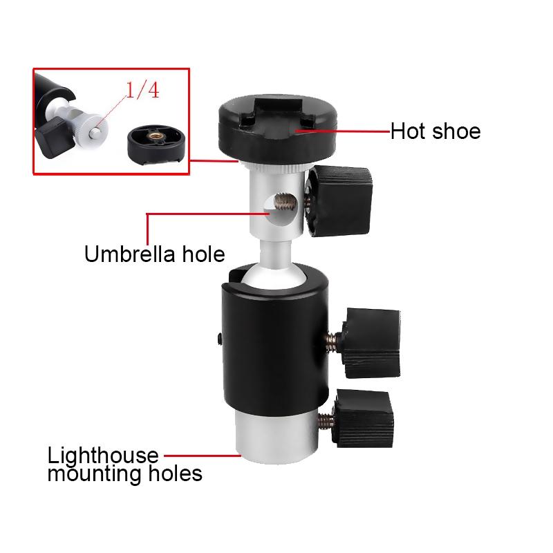 Black D-Type Flash Light Stand Bracket - Compact Design