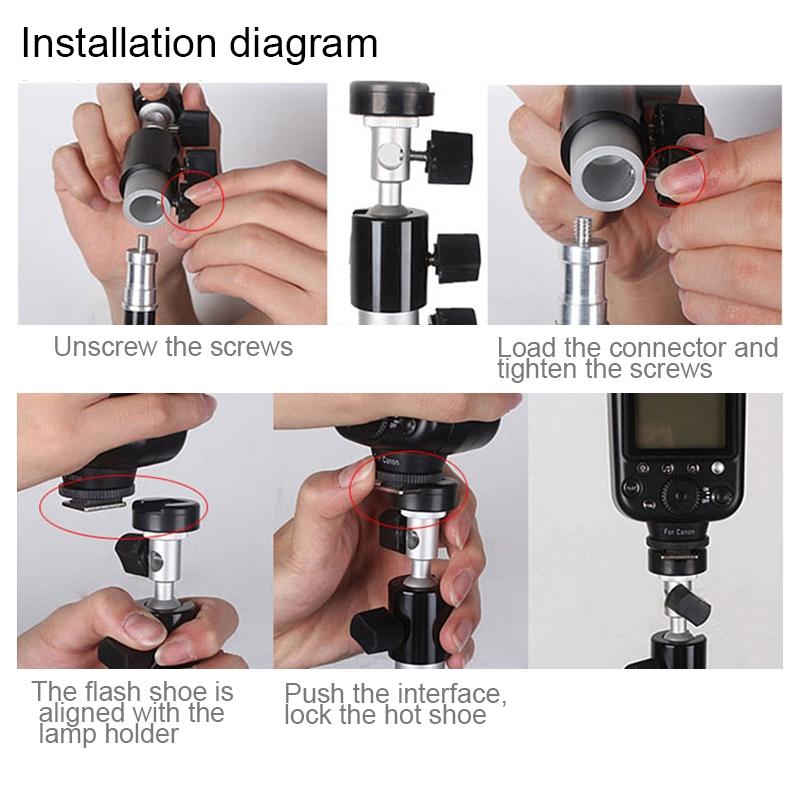 Black D-Type Flash Light Stand Bracket - Compact Design