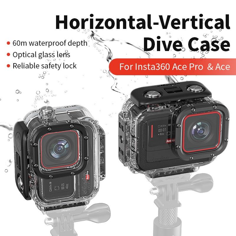 60m Waterproof Dive Shell for Magisn Camera - Horizontal & Vertical Shooting - For Insta360 Ace