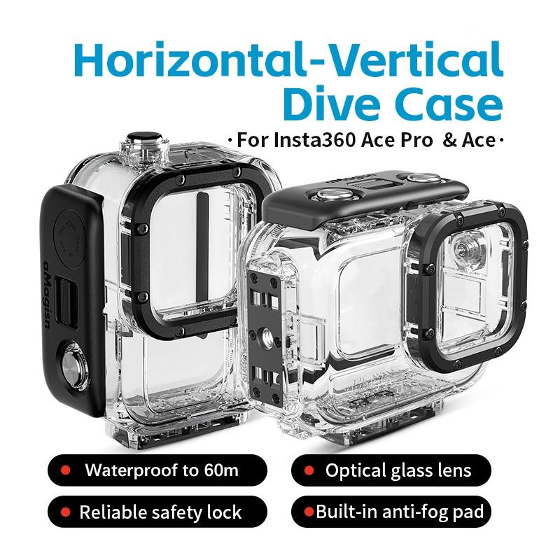 60m Waterproof Dive Shell for Magisn Camera - Horizontal & Vertical Shooting - For Insta360 Ace