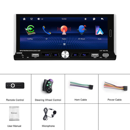 6.9 Inch Car Mp5 Player With Carplay Function & Backup Camera - Standard + 12 Light Camera