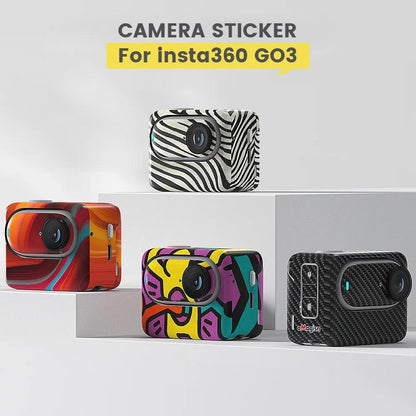 Carbon Fiber Style Body Sticker for Insta360 Go 3 Action Camera - Graffiti