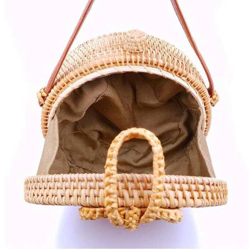 Handmade Bowknot Rattan Bag Vintage Art Beach Diagonal Bag 20X20X8Cm