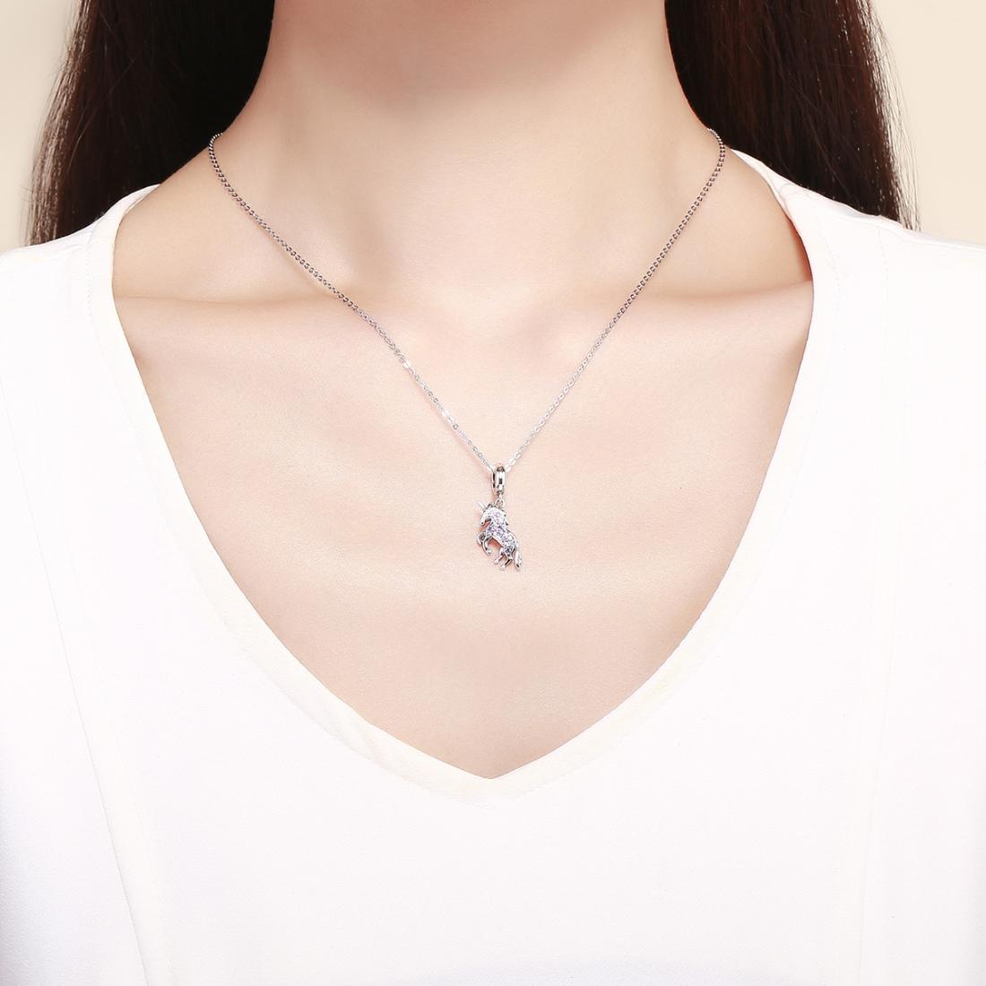 925 Sterling Silver Unicorn Diy Beaded Bracelet Necklace Set Pendant Beads Style - Bead + Necklace
