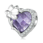 925 Sterling Silver February Birthstone Bracelet With Love Pearl Beads Style - February