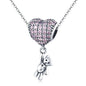925 Sterling Silver Bear Balloon Bracelet With Zirconium Diamond Beads Style - Bead + Chain