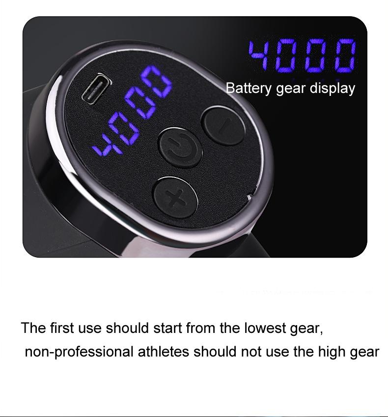 20-Speed Electric Shock Muscle Massage Gun With Lcd Screen - Black