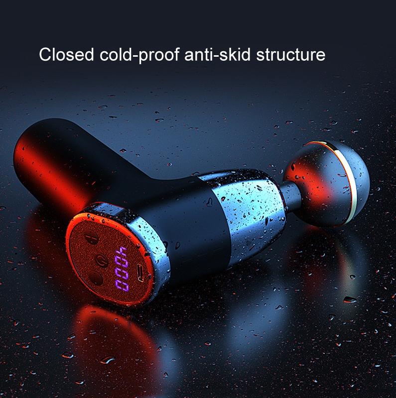 20-Speed Electric Shock Muscle Massage Gun With Lcd Screen - Black