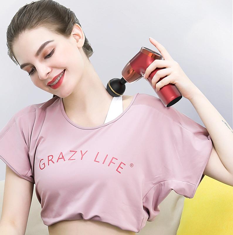 20-Speed Electric Shock Muscle Massage Gun With Lcd Screen - Black