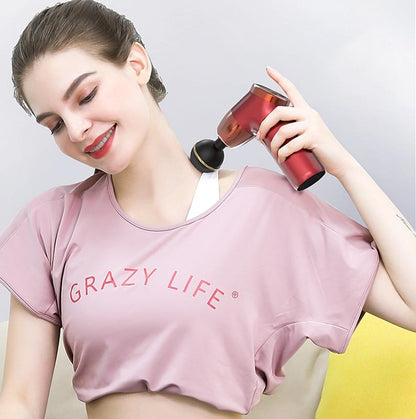 20-Speed Electric Shock Muscle Massage Gun With Lcd Screen - Black