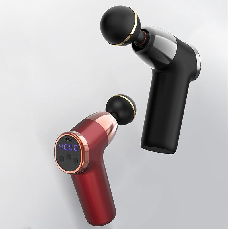 20-Speed Electric Shock Muscle Massage Gun With Lcd Screen - Black