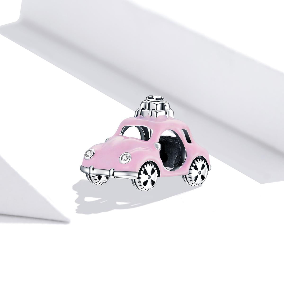 925 Sterling Silver Pink Car Beads For Diy Bracelets & Necklaces