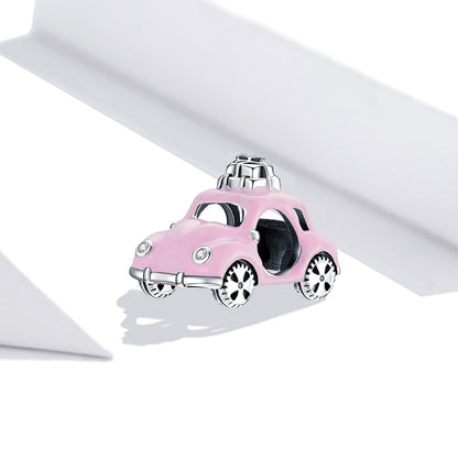 925 Sterling Silver Pink Car Beads For Diy Bracelets & Necklaces