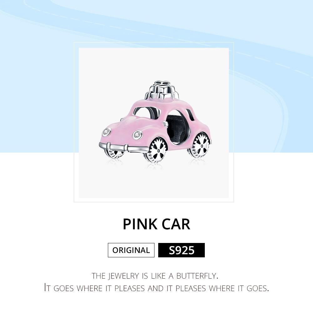 925 Sterling Silver Pink Car Beads For Diy Bracelets & Necklaces