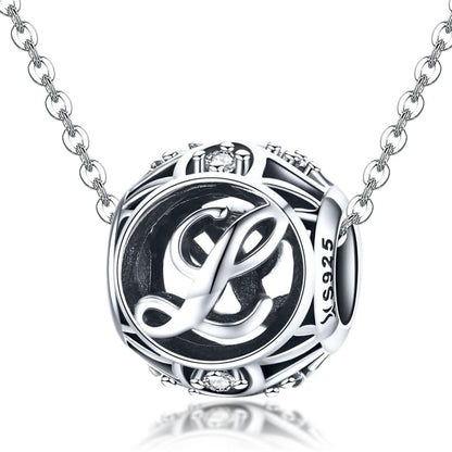 925 Sterling Silver 26 English Letter Beads For Diy Bracelets & Necklaces Style - L