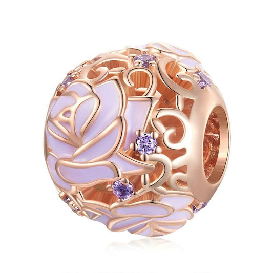 925 Sterling Silver Purple Rose Beads For Diy Accessories