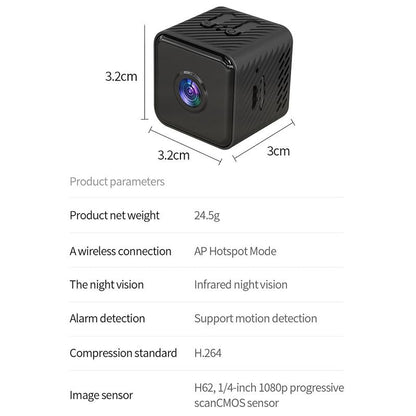 Mini Wifi Camera With Night Vision Motion Detection & Tf Card Support