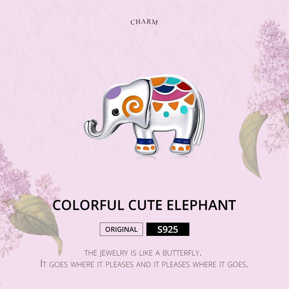 925 Sterling Silver Colorful Elephant Beads For Diy Bracelets & Necklaces