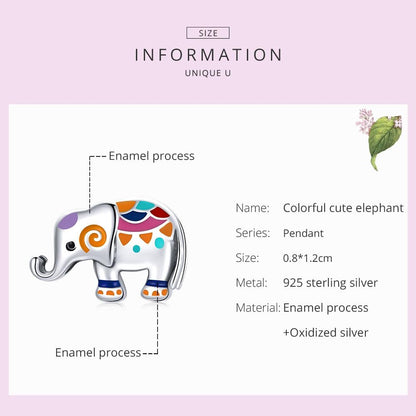 925 Sterling Silver Colorful Elephant Beads For Diy Bracelets & Necklaces