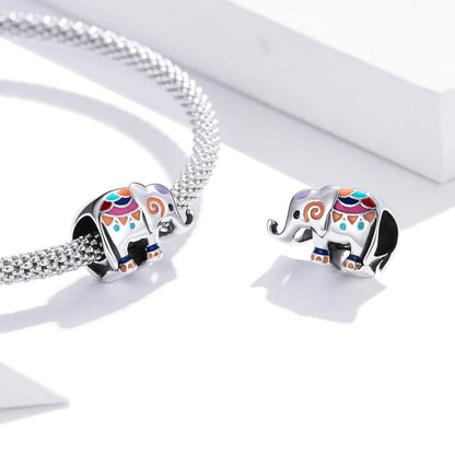 925 Sterling Silver Colorful Elephant Beads For Diy Bracelets & Necklaces