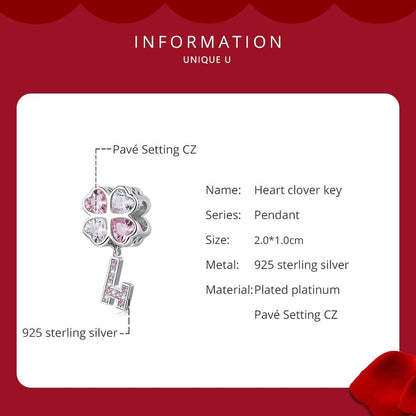 925 Sterling Silver Heart Clover Beads For Diy Bracelet Or Necklace