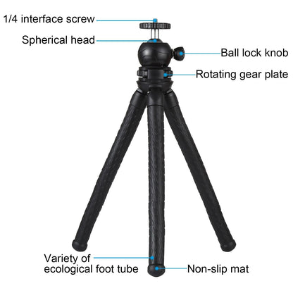 Flexible Mini Octopus Tripod with Ball Head and Phone Clamp for Slr Cameras Gopro and Cellphones